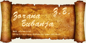 Zorana Bubanja vizit kartica